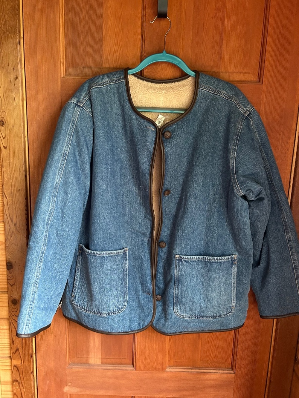 Madewell Reversible Denim Sherpa Jacket (NEW) (women's size large) - Picture 2 of 8